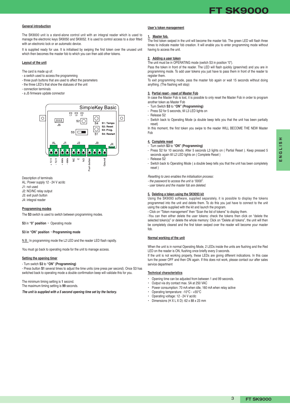 Ft sk9000 | Comelit FT SK9000 User Manual | Page 3 / 12