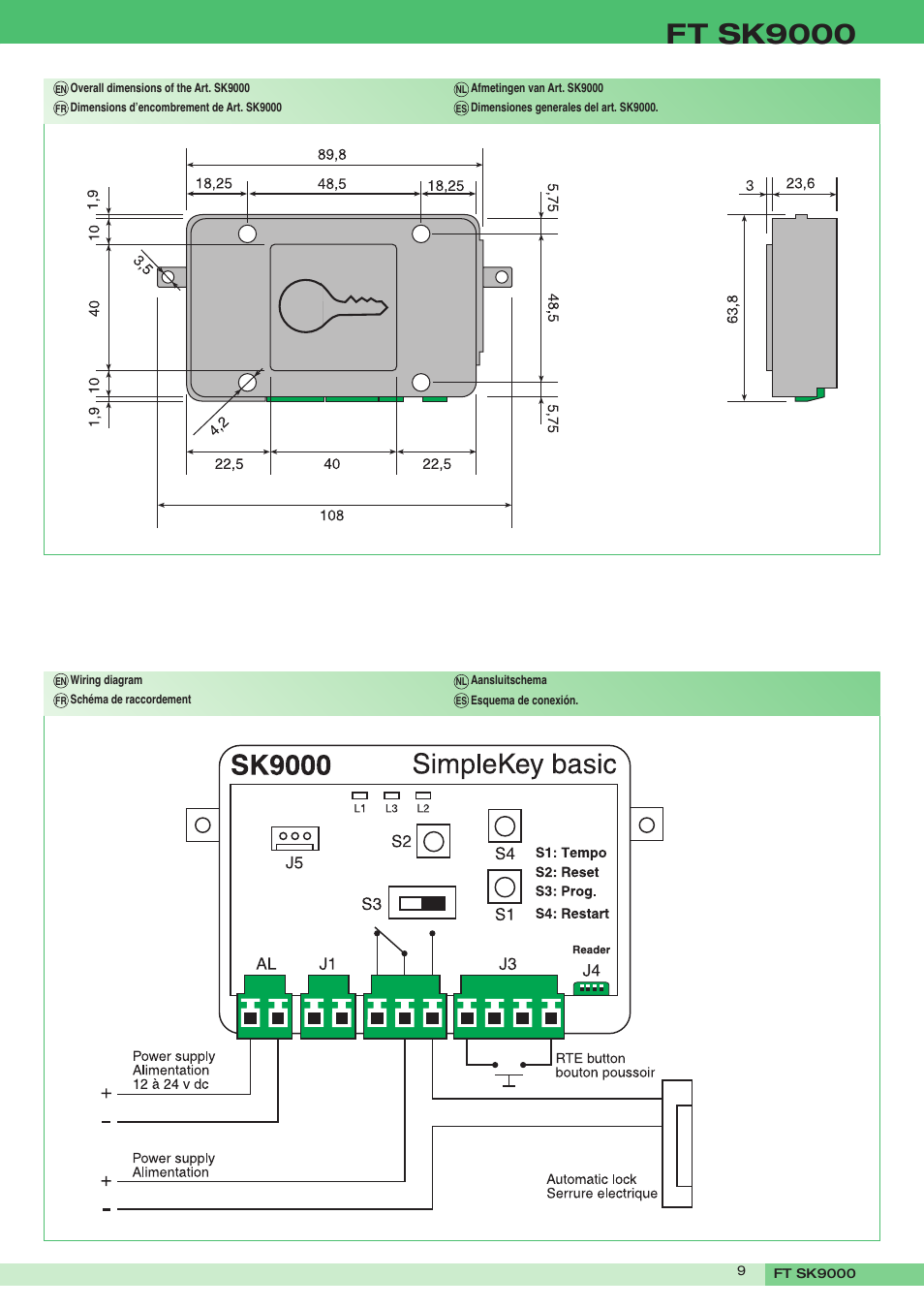 Ft sk9000 | Comelit FT SK9000 User Manual | Page 9 / 12