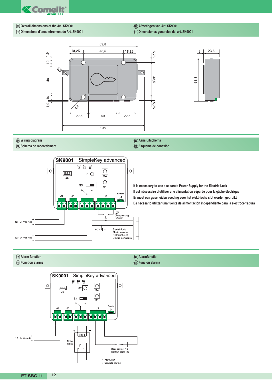 Comelit FT SK9001 User Manual | Page 12 / 16