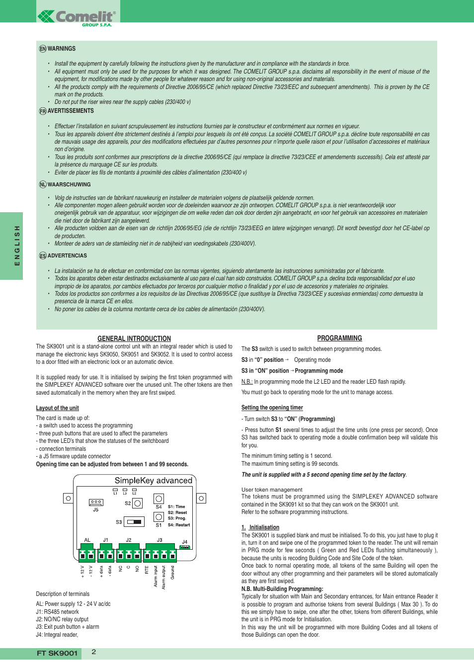 Comelit FT SK9001 User Manual | Page 2 / 16