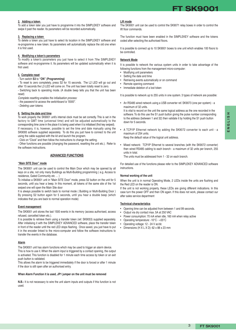 Ft sk9001 | Comelit FT SK9001 User Manual | Page 3 / 16