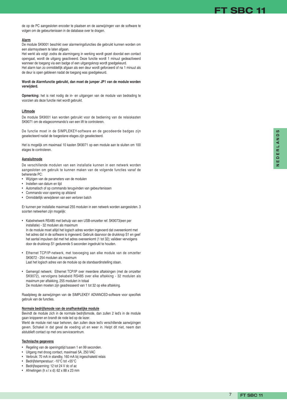 Ft sbc 11 | Comelit FT SK9001 User Manual | Page 7 / 16