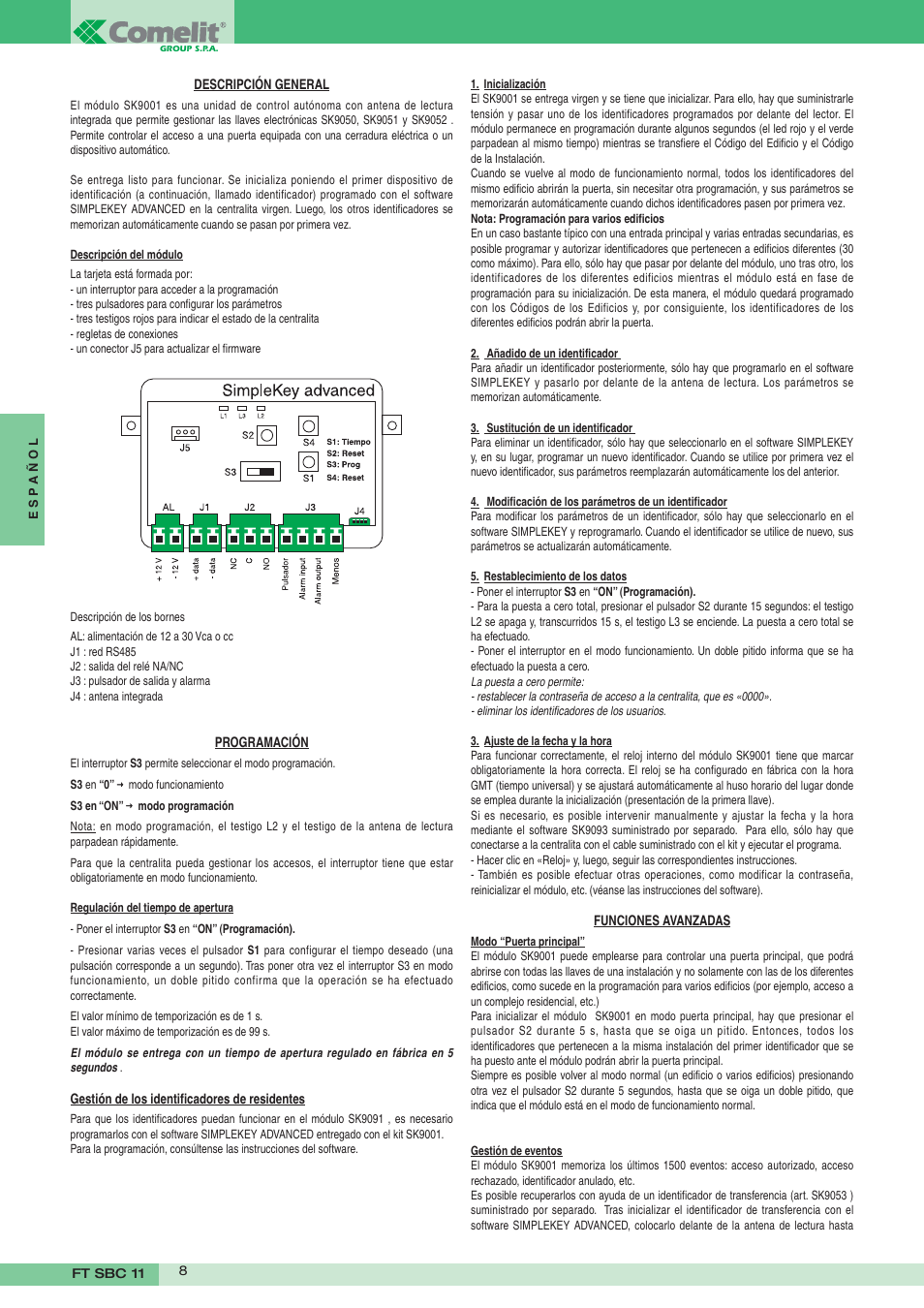 Comelit FT SK9001 User Manual | Page 8 / 16
