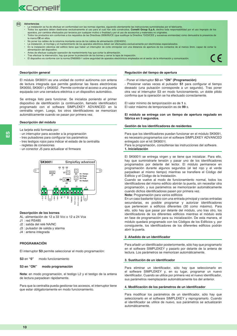 Comelit FT SK9001I User Manual | Page 10 / 20