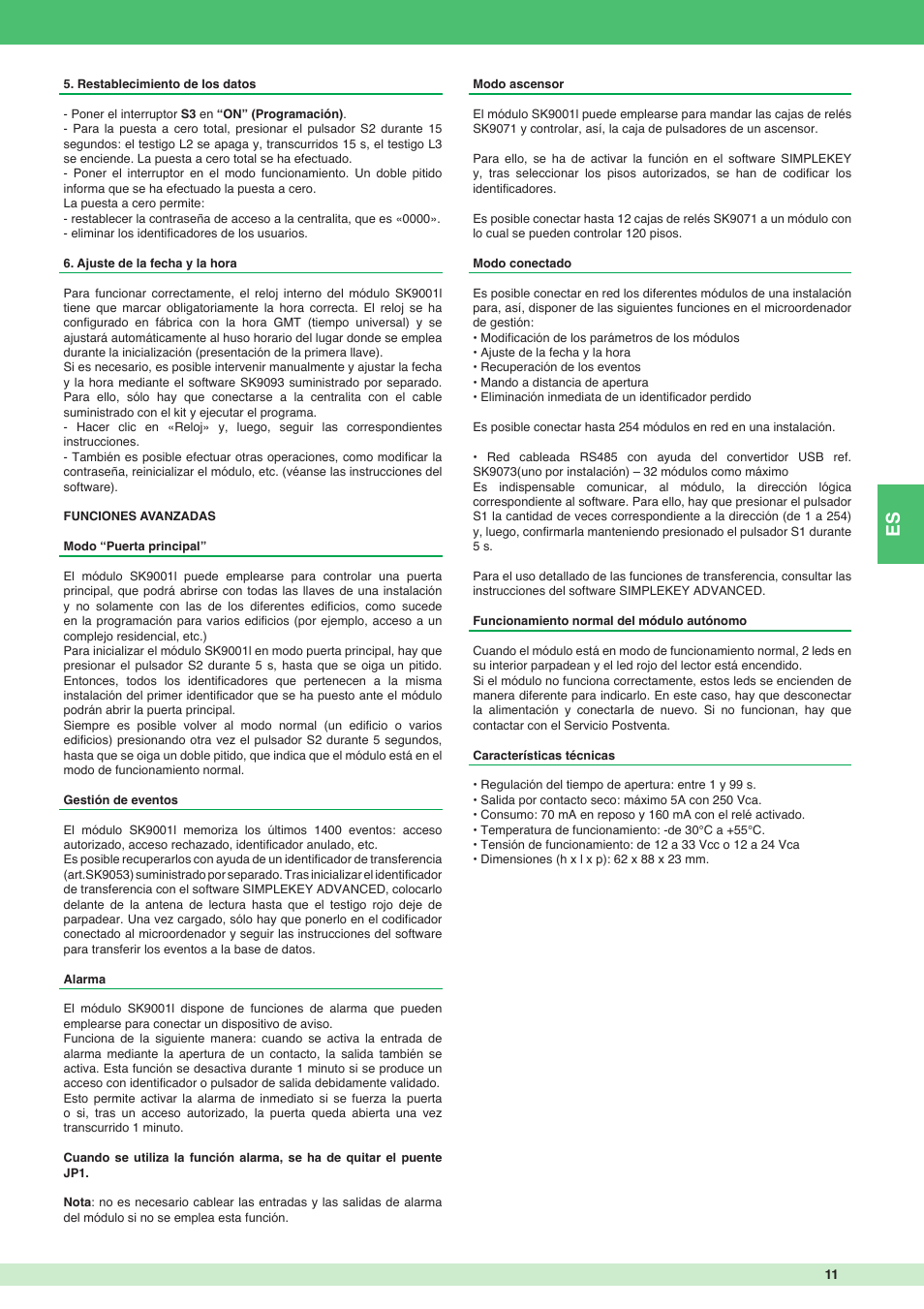 Comelit FT SK9001I User Manual | Page 11 / 20