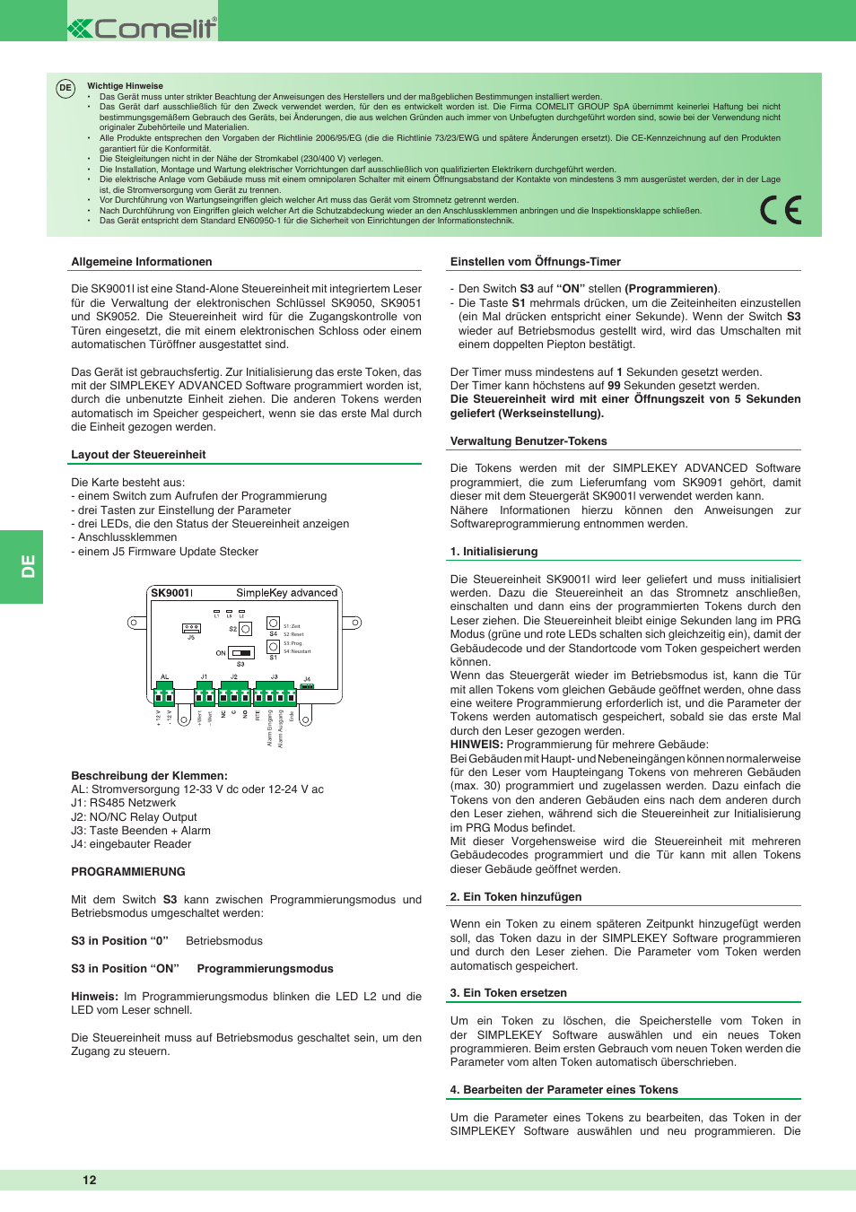 Comelit FT SK9001I User Manual | Page 12 / 20