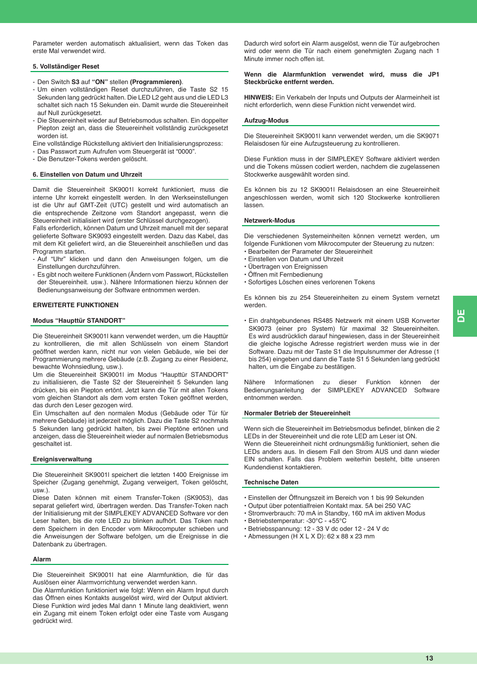 Comelit FT SK9001I User Manual | Page 13 / 20