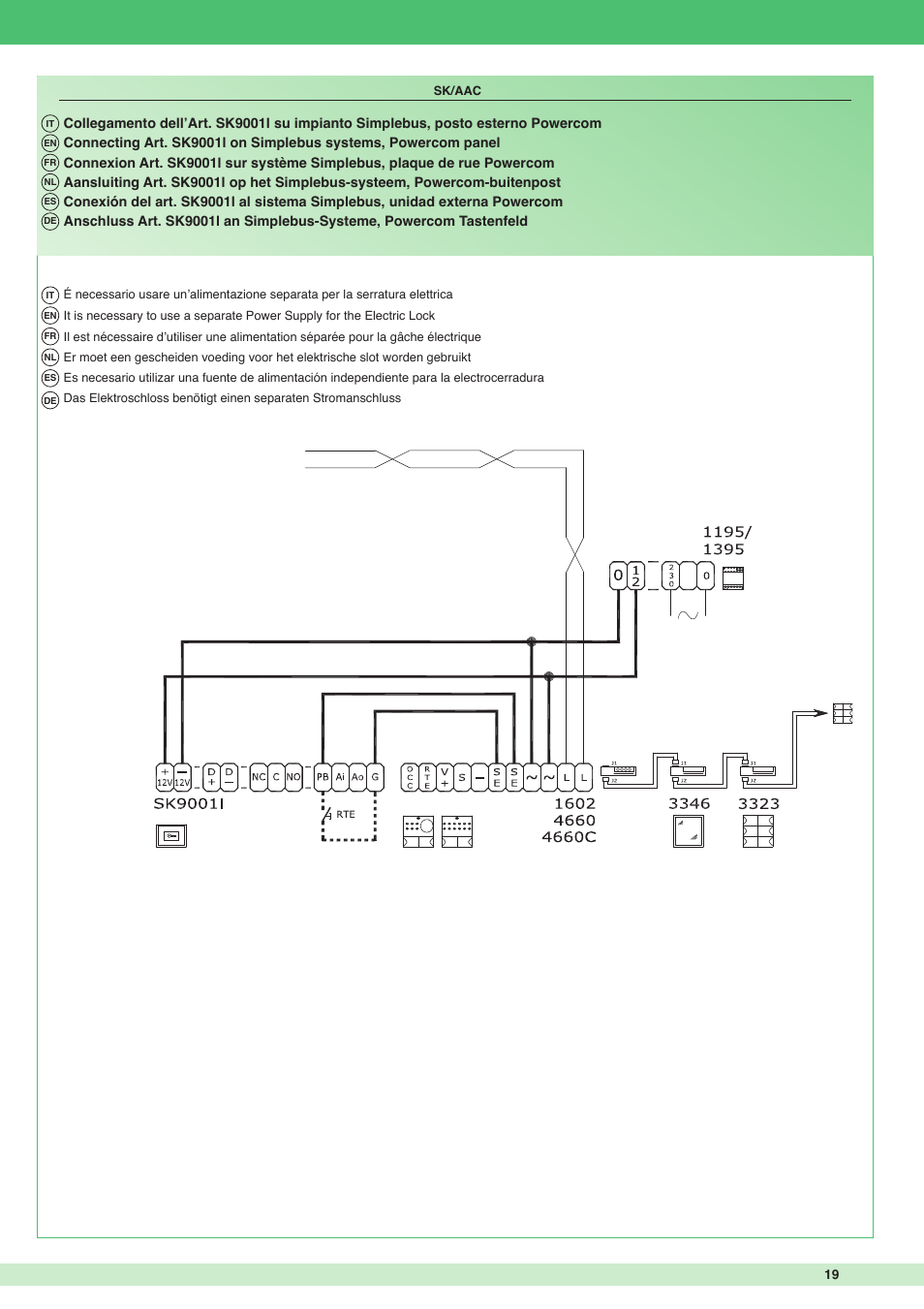 Comelit FT SK9001I User Manual | Page 19 / 20