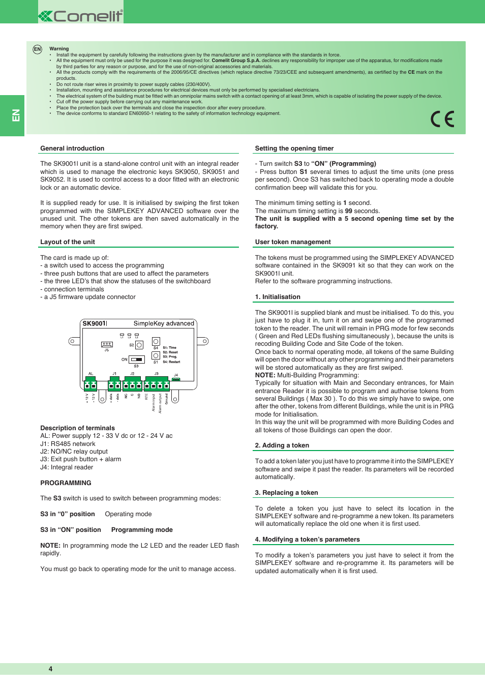 Comelit FT SK9001I User Manual | Page 4 / 20