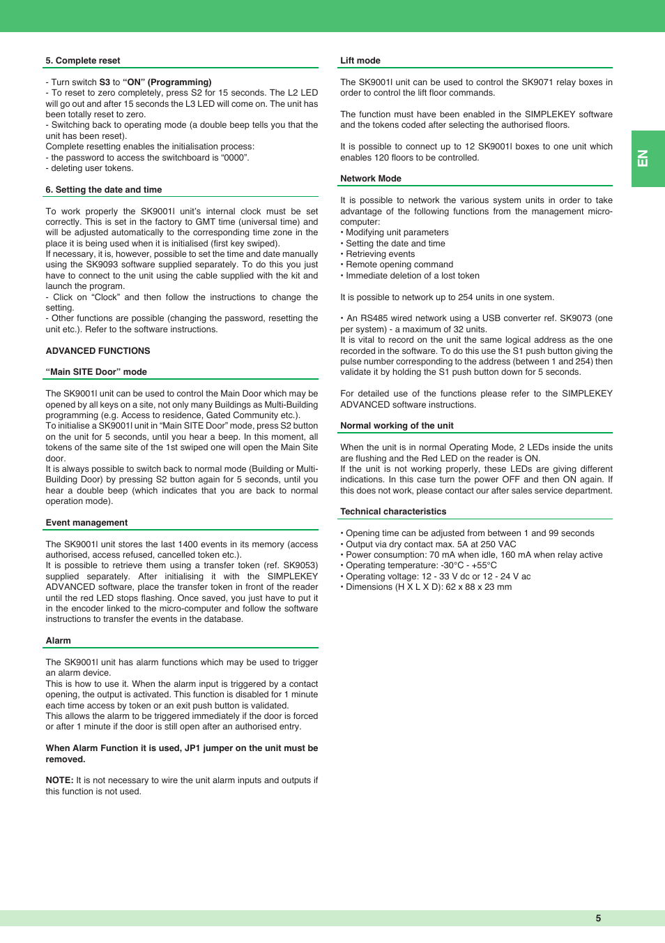 Comelit FT SK9001I User Manual | Page 5 / 20