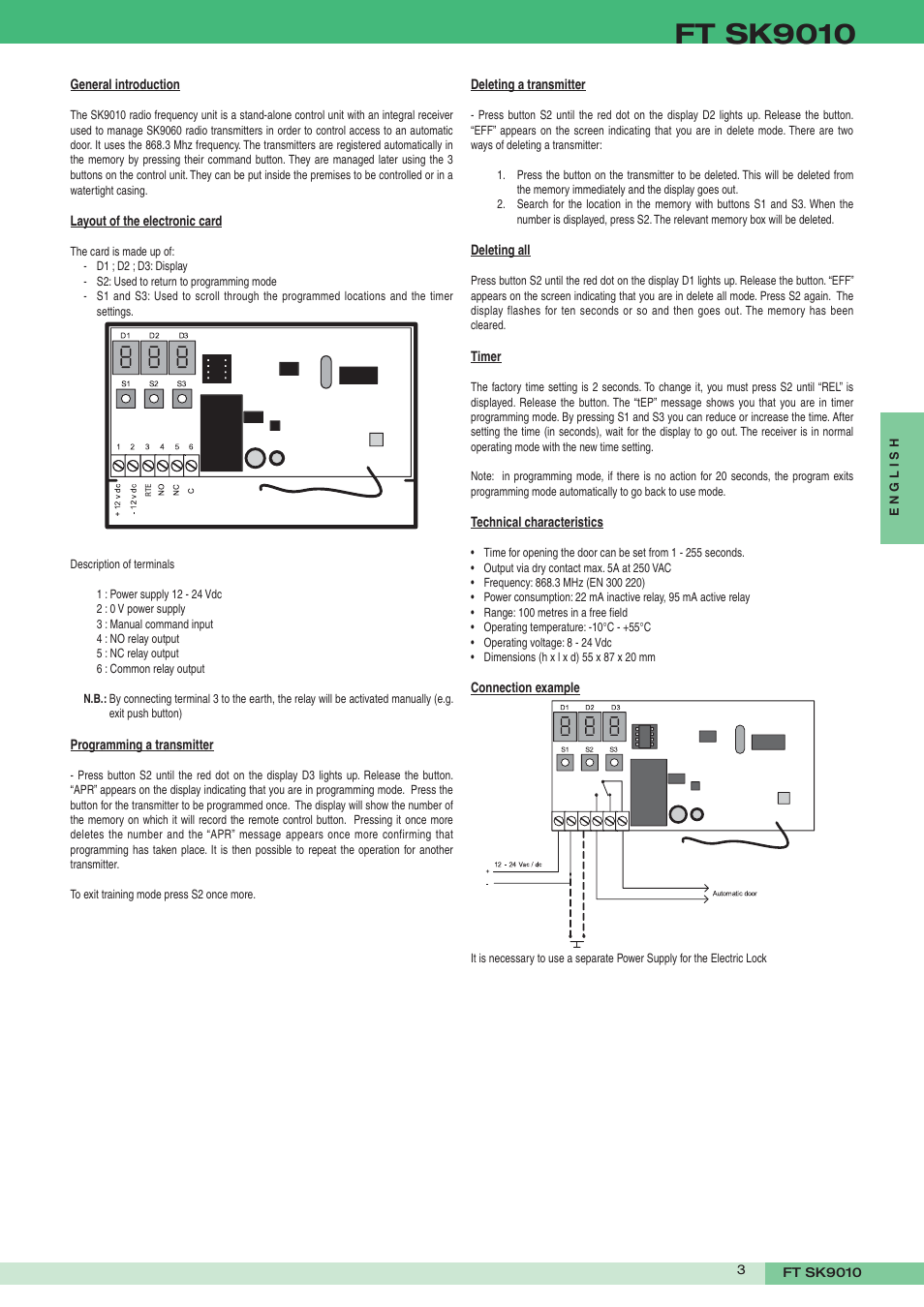 Ft sk9010 | Comelit FT SK9010 User Manual | Page 3 / 8