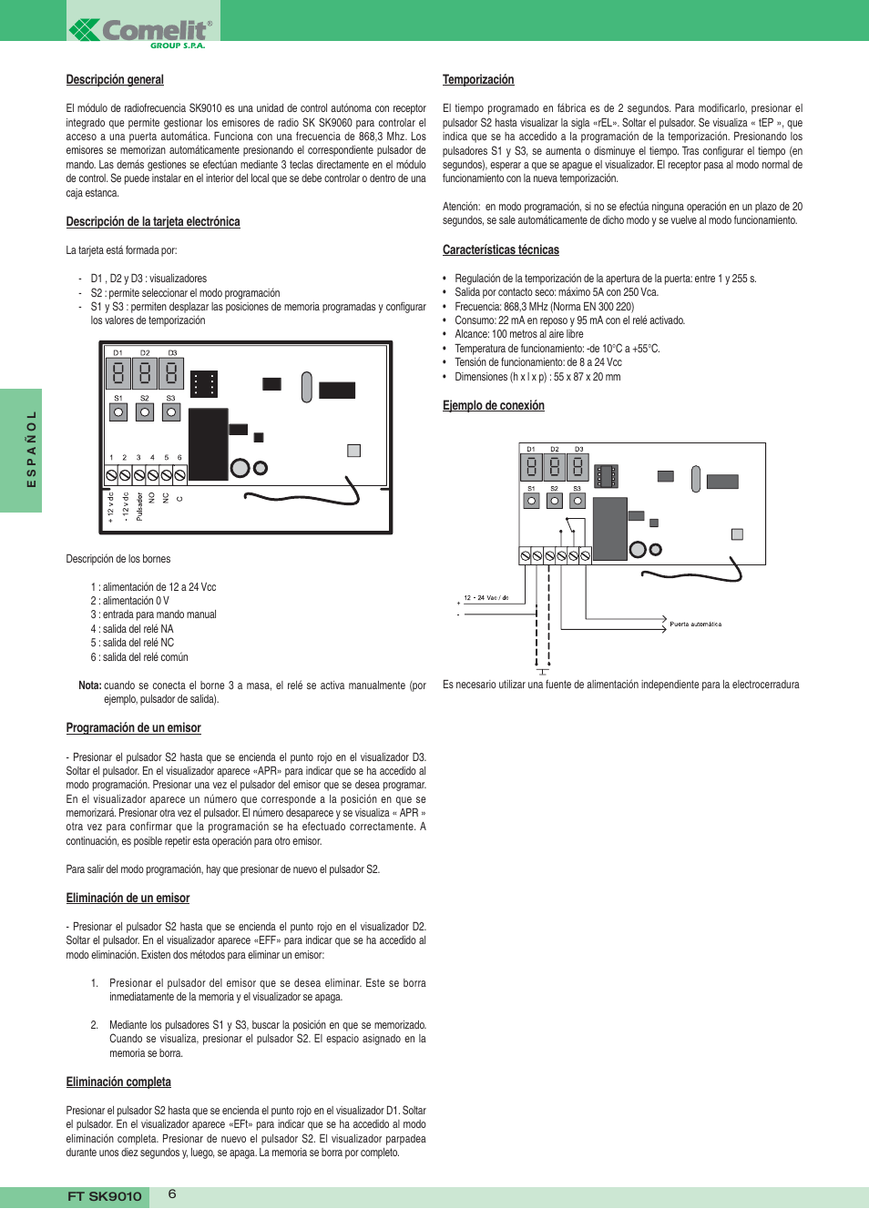 Comelit FT SK9010 User Manual | Page 6 / 8