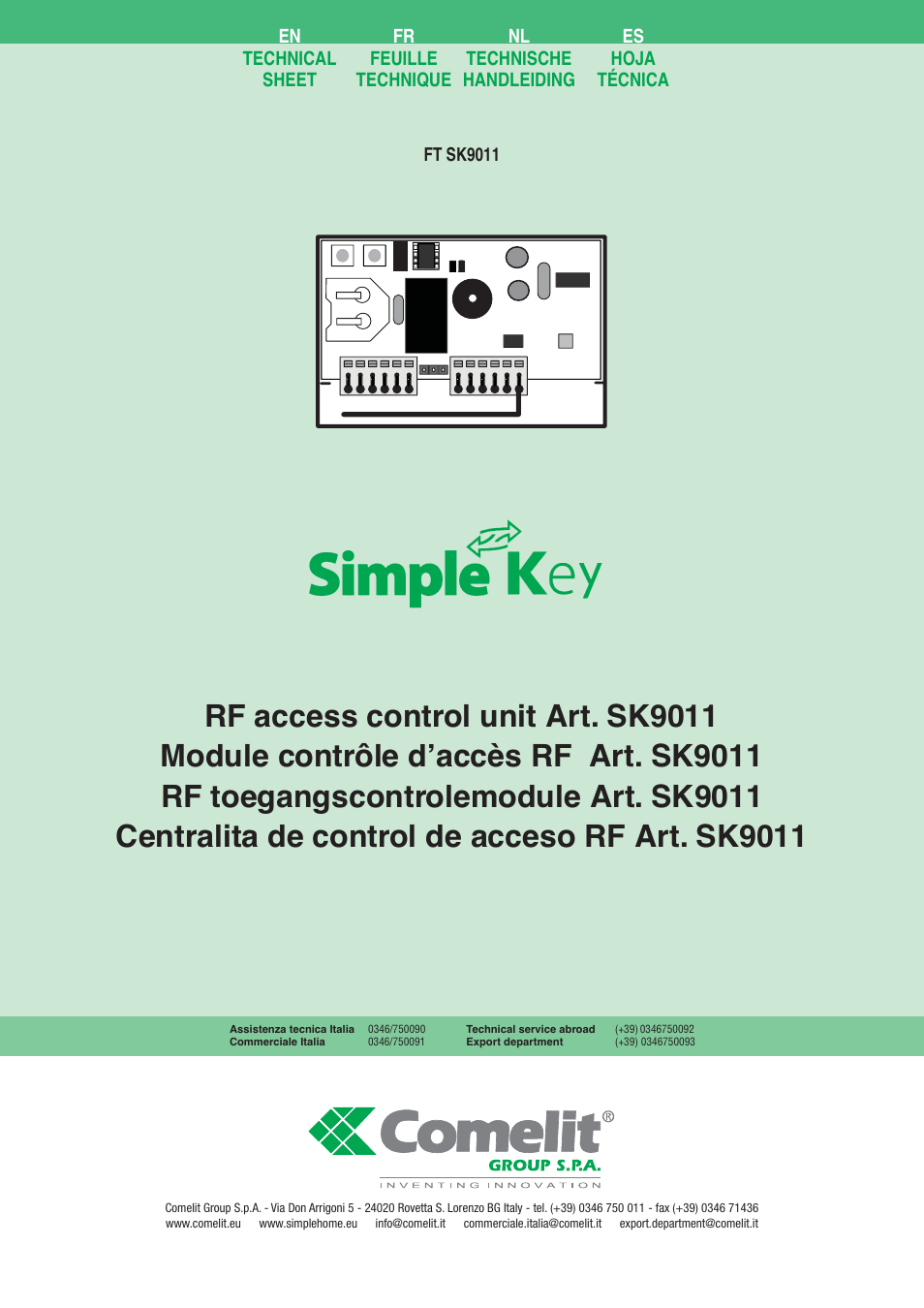 Comelit FT SK9011 User Manual | 16 pages