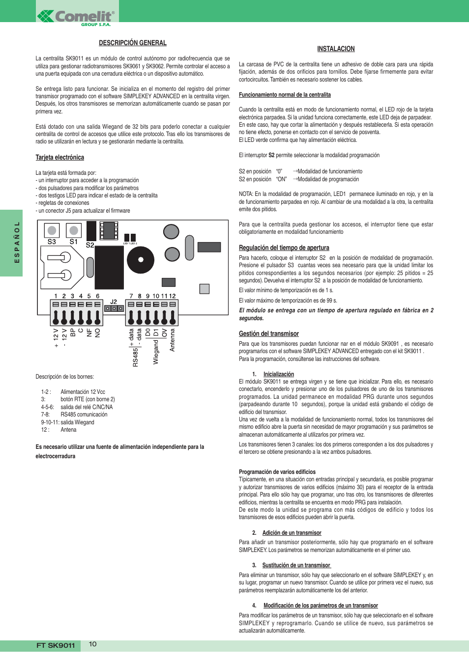 Comelit FT SK9011 User Manual | Page 10 / 16