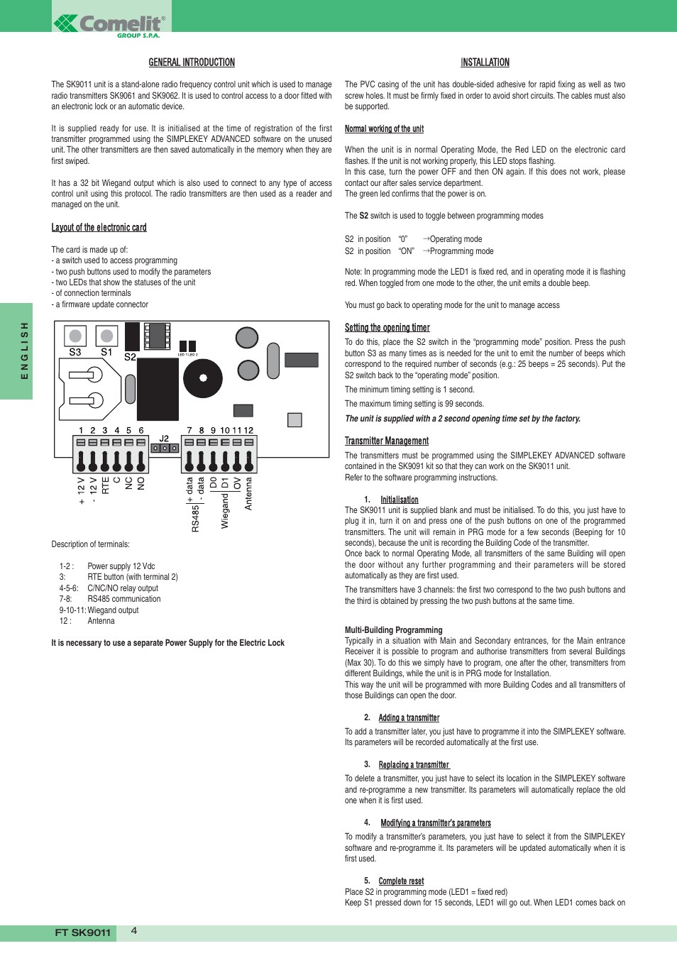 Comelit FT SK9011 User Manual | Page 4 / 16