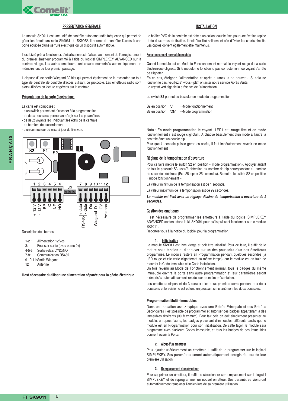 Comelit FT SK9011 User Manual | Page 6 / 16