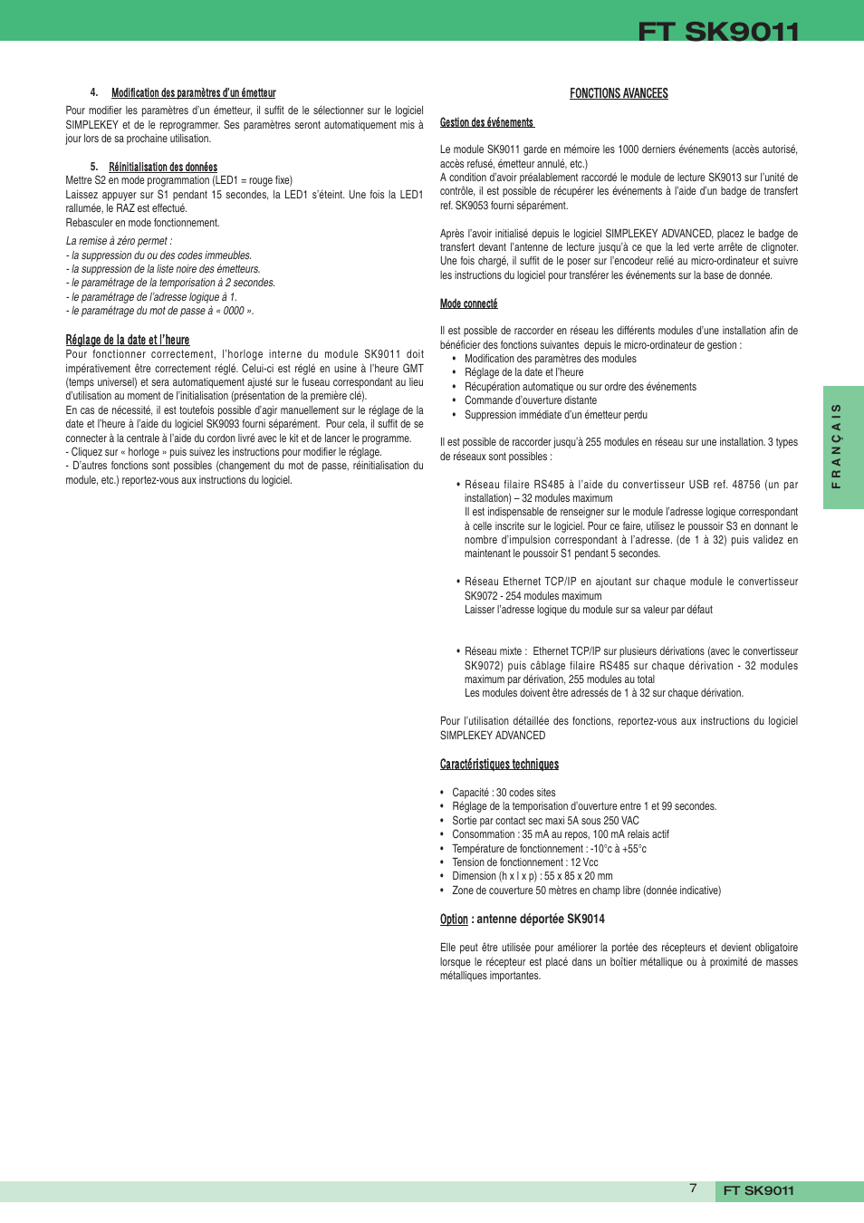 Ft sk9011 | Comelit FT SK9011 User Manual | Page 7 / 16