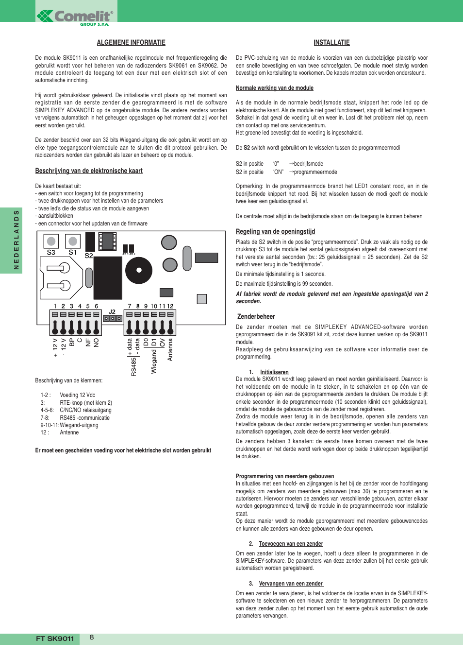 Comelit FT SK9011 User Manual | Page 8 / 16