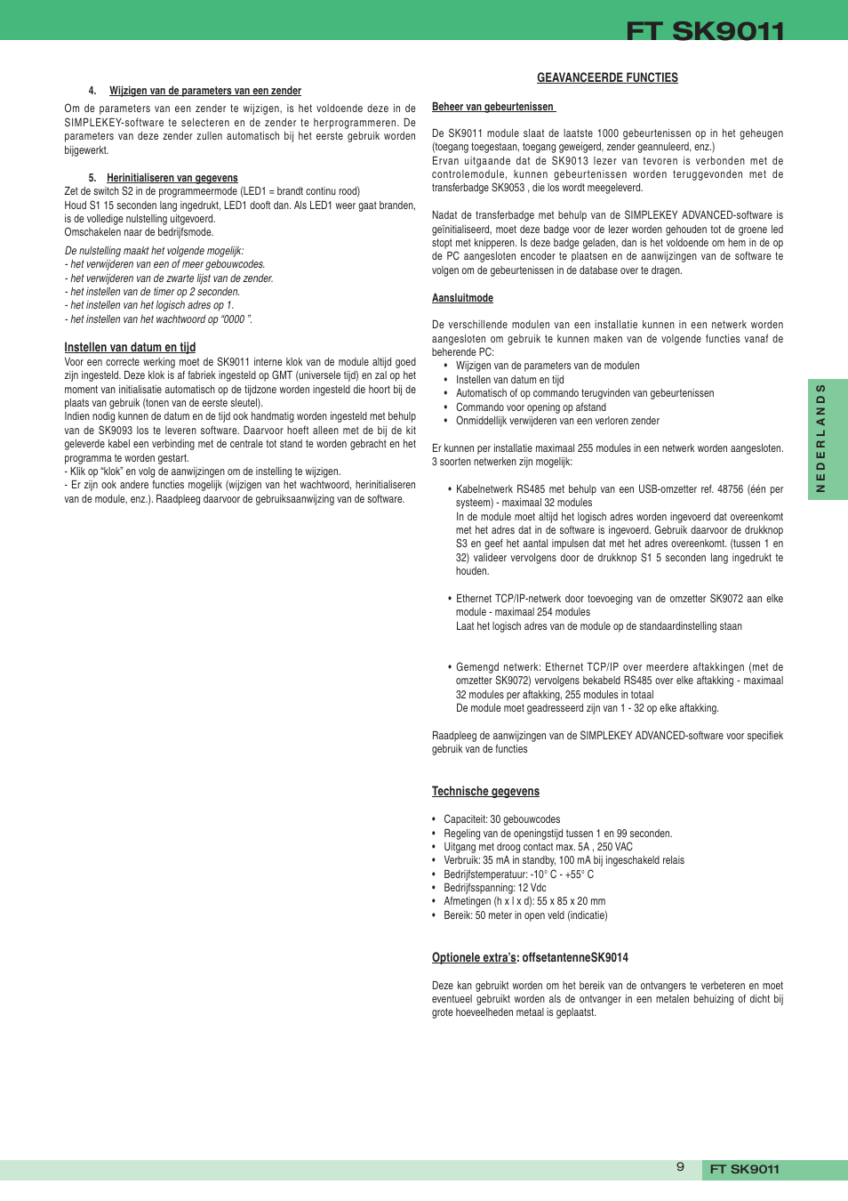 Ft sk9011 | Comelit FT SK9011 User Manual | Page 9 / 16