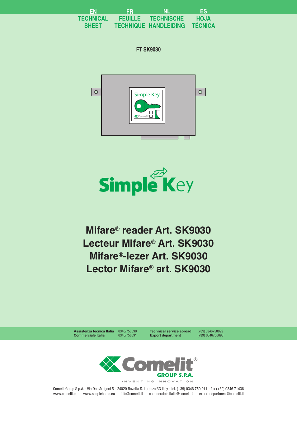 Comelit FT SK9030 User Manual | 4 pages