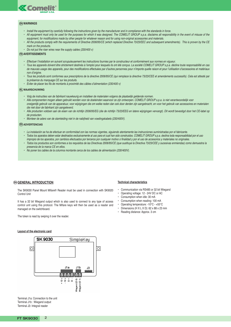 Comelit FT SK9030 User Manual | Page 2 / 4