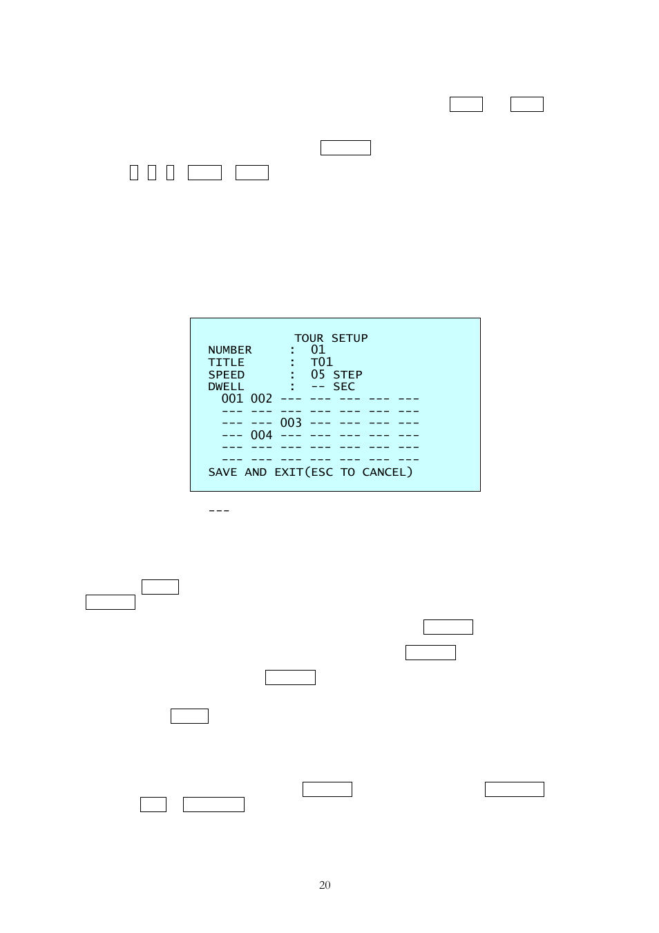 6 shortcut of preset program, 7 tour | Comelit MPTZ766A User Manual | Page 26 / 40