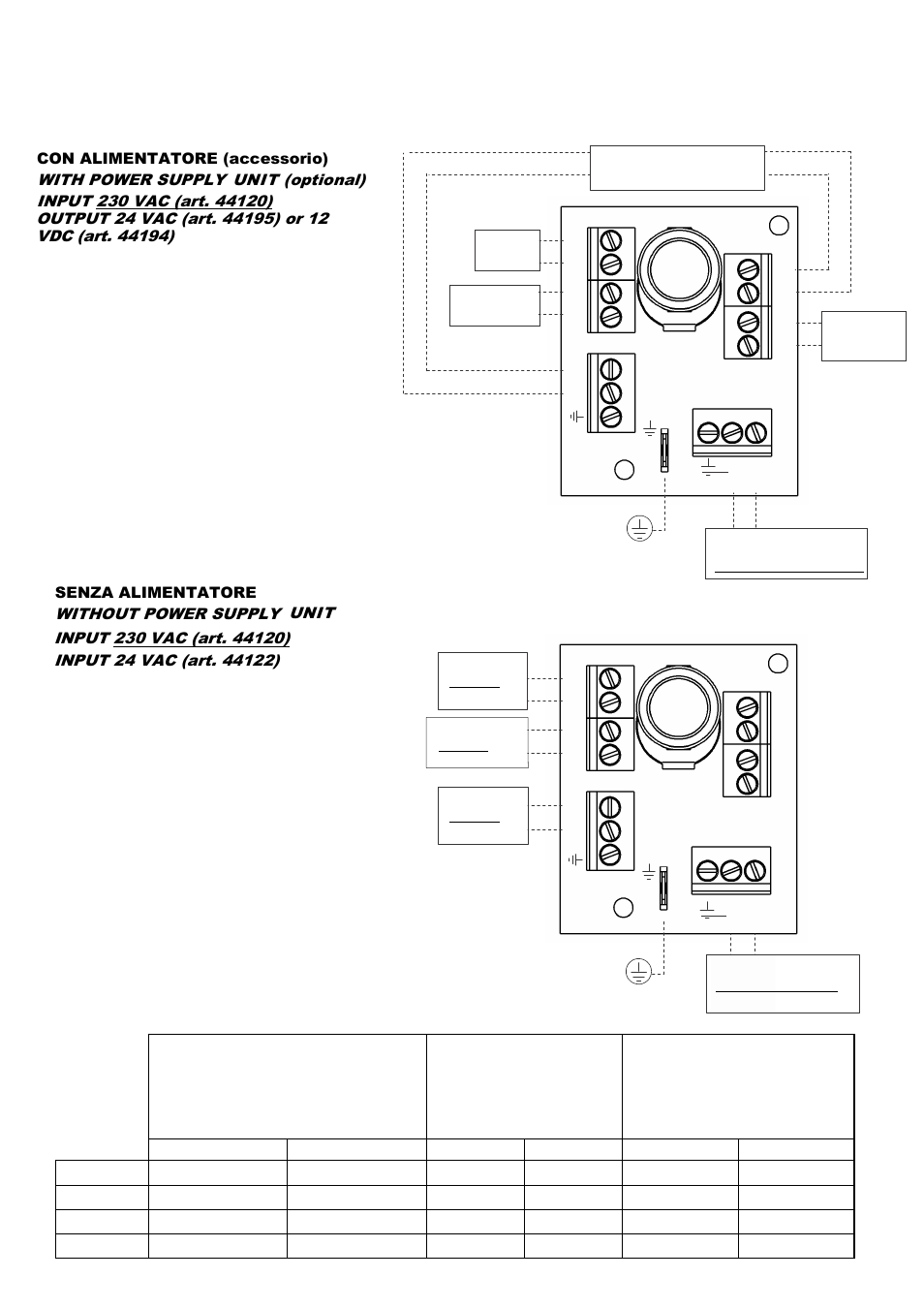 24 vac, 240 vac, 230 vac | 35 w, 40 w, 10 w, 400 ma, Output, 12 vdc, Input | Comelit MT44122 User Manual | Page 16 / 17