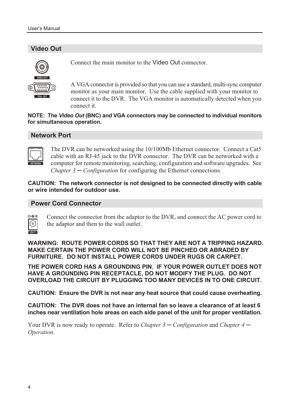 Video out, Network port, Power cord connector | Comelit MT 49804 User Manual | Page 14 / 63