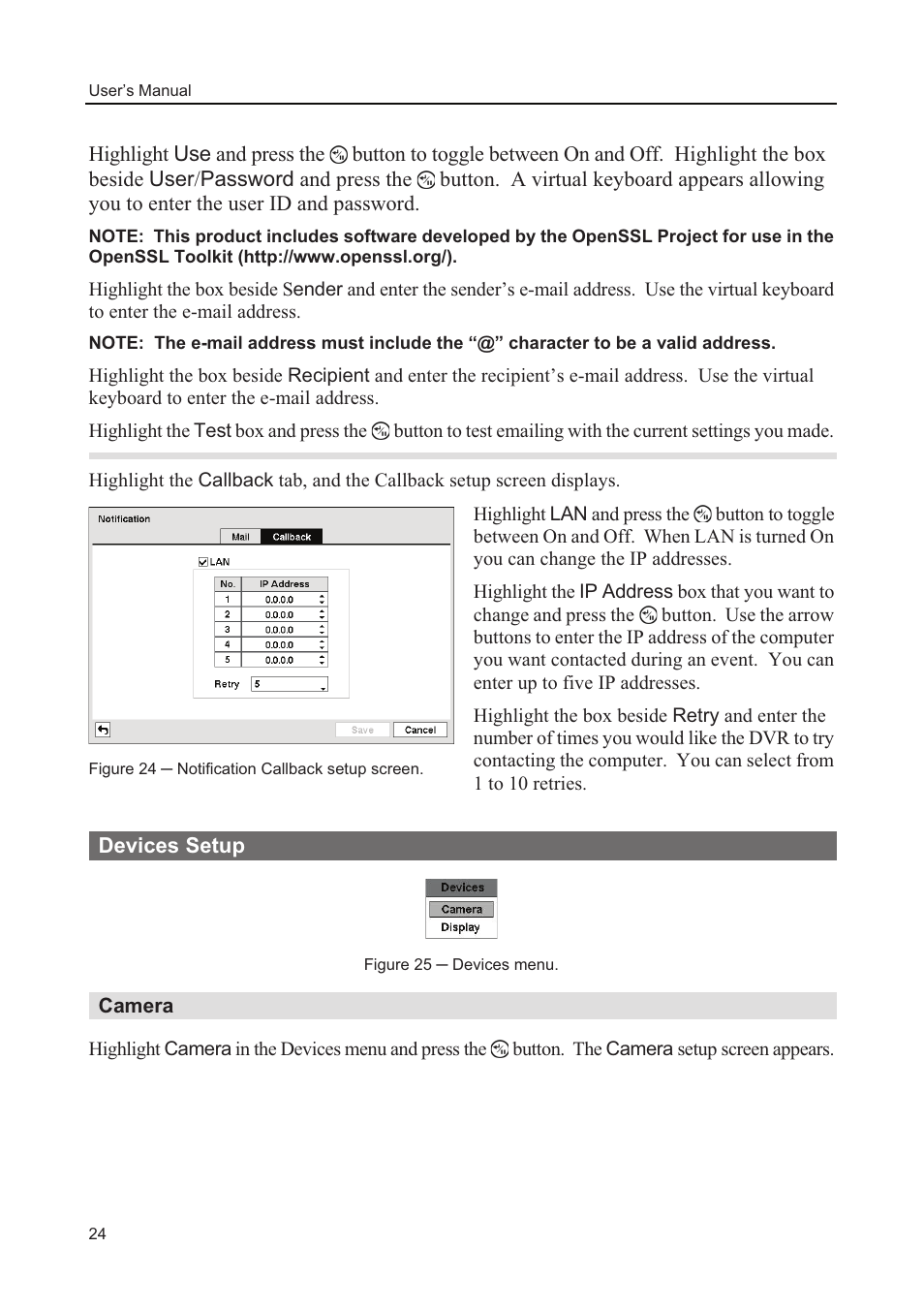 Devices setup, Camera | Comelit MT 49804 User Manual | Page 34 / 63