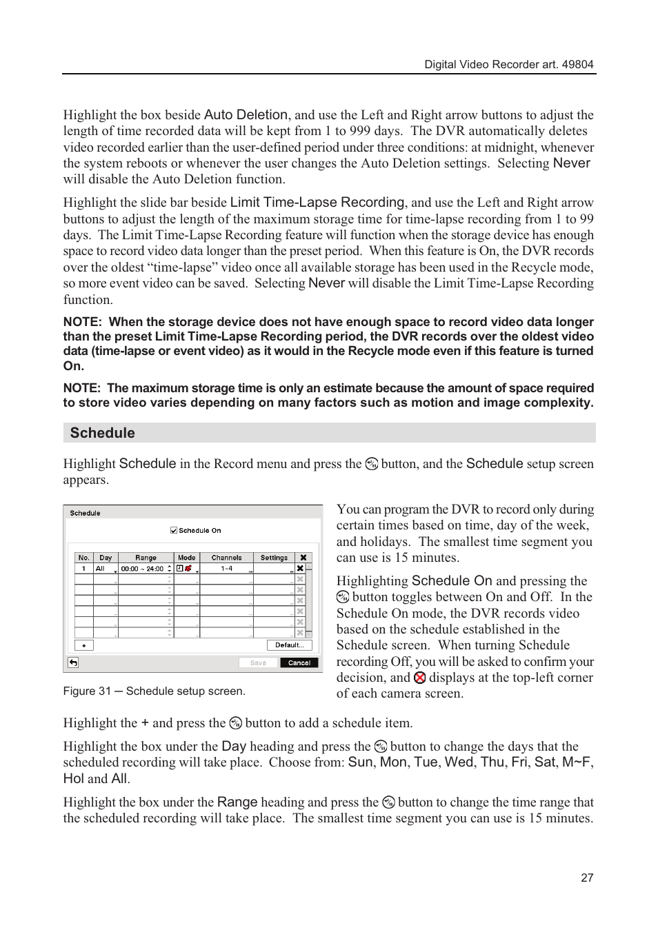 Schedule | Comelit MT 49804 User Manual | Page 37 / 63