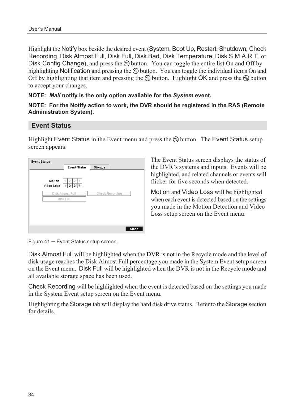 Event status | Comelit MT 49804 User Manual | Page 44 / 63