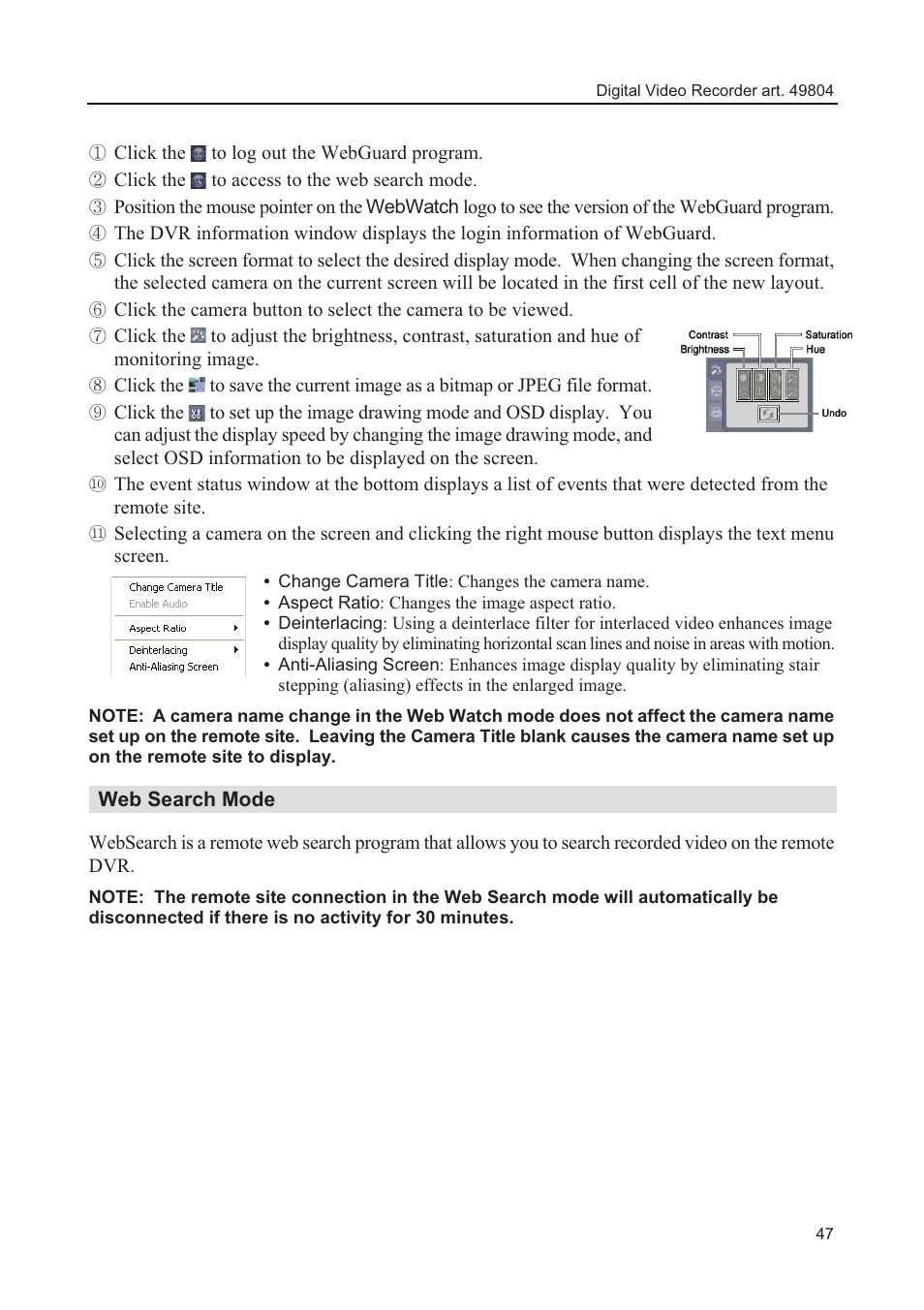 Web search mode, Click the to log out the webguard program, Click the to access to the web search mode | Comelit MT 49804 User Manual | Page 57 / 63