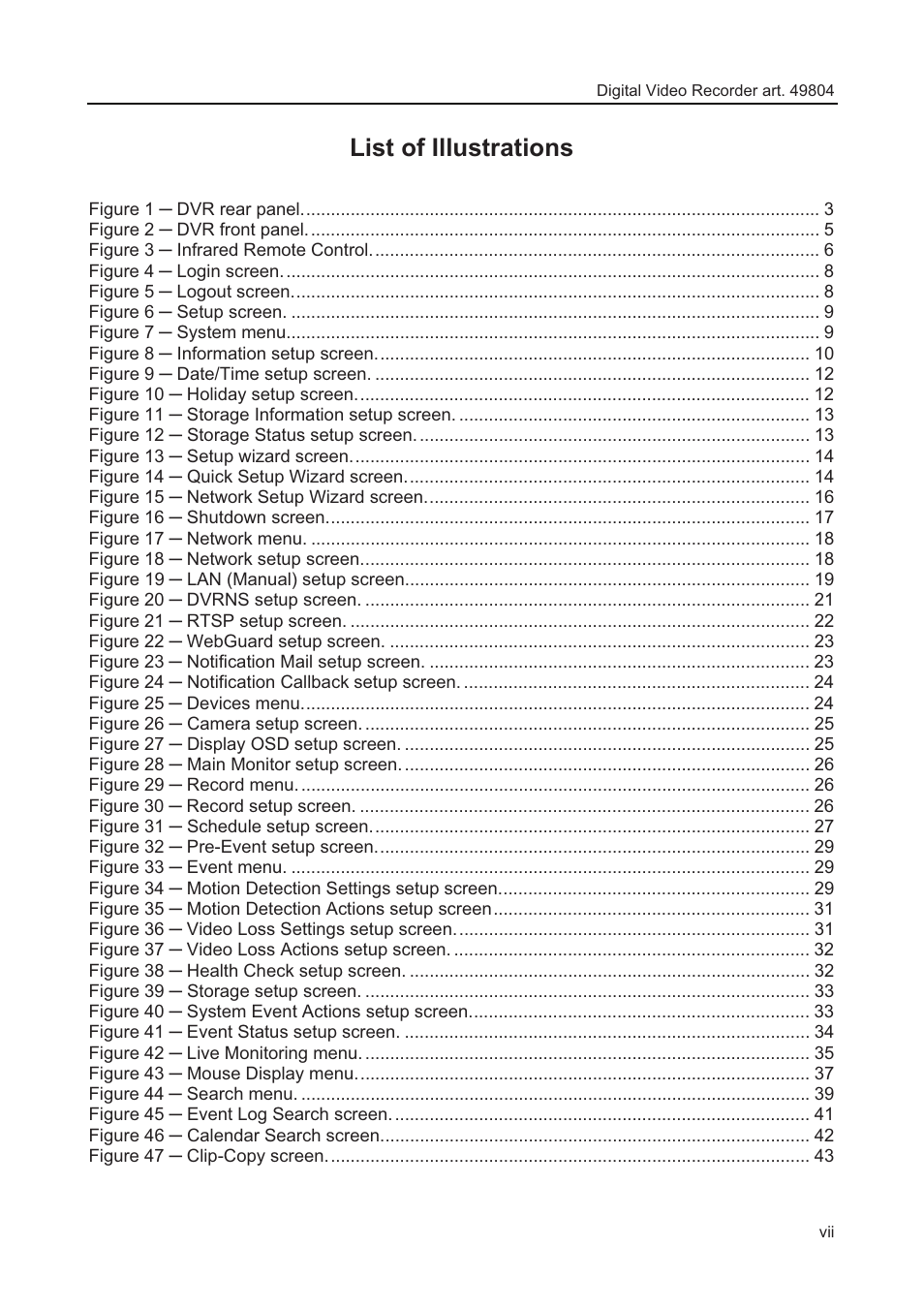 List of illustrations | Comelit MT 49804 User Manual | Page 9 / 63