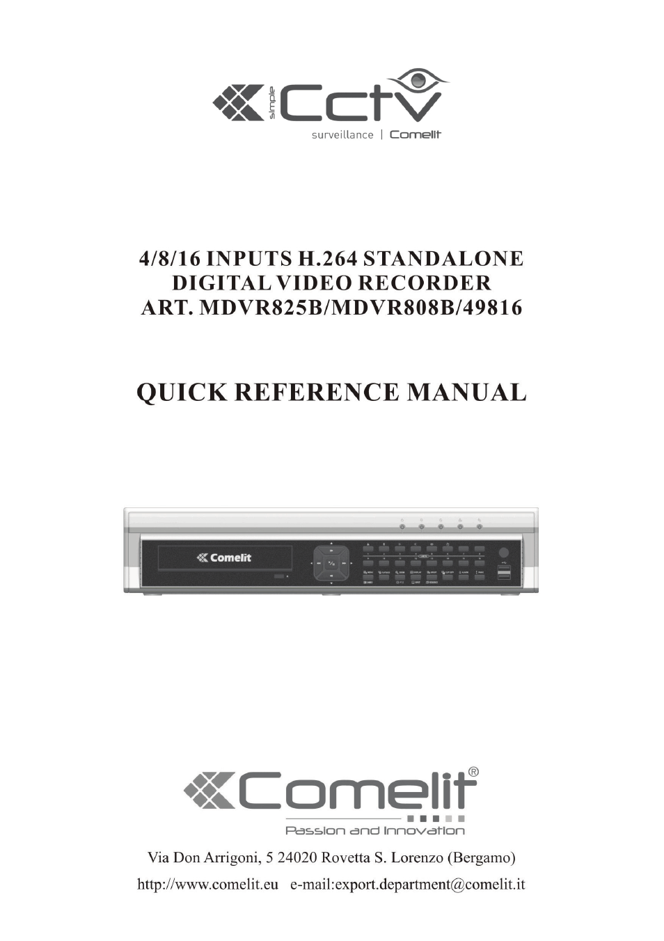 Comelit MT MDVR808B User Manual | 14 pages