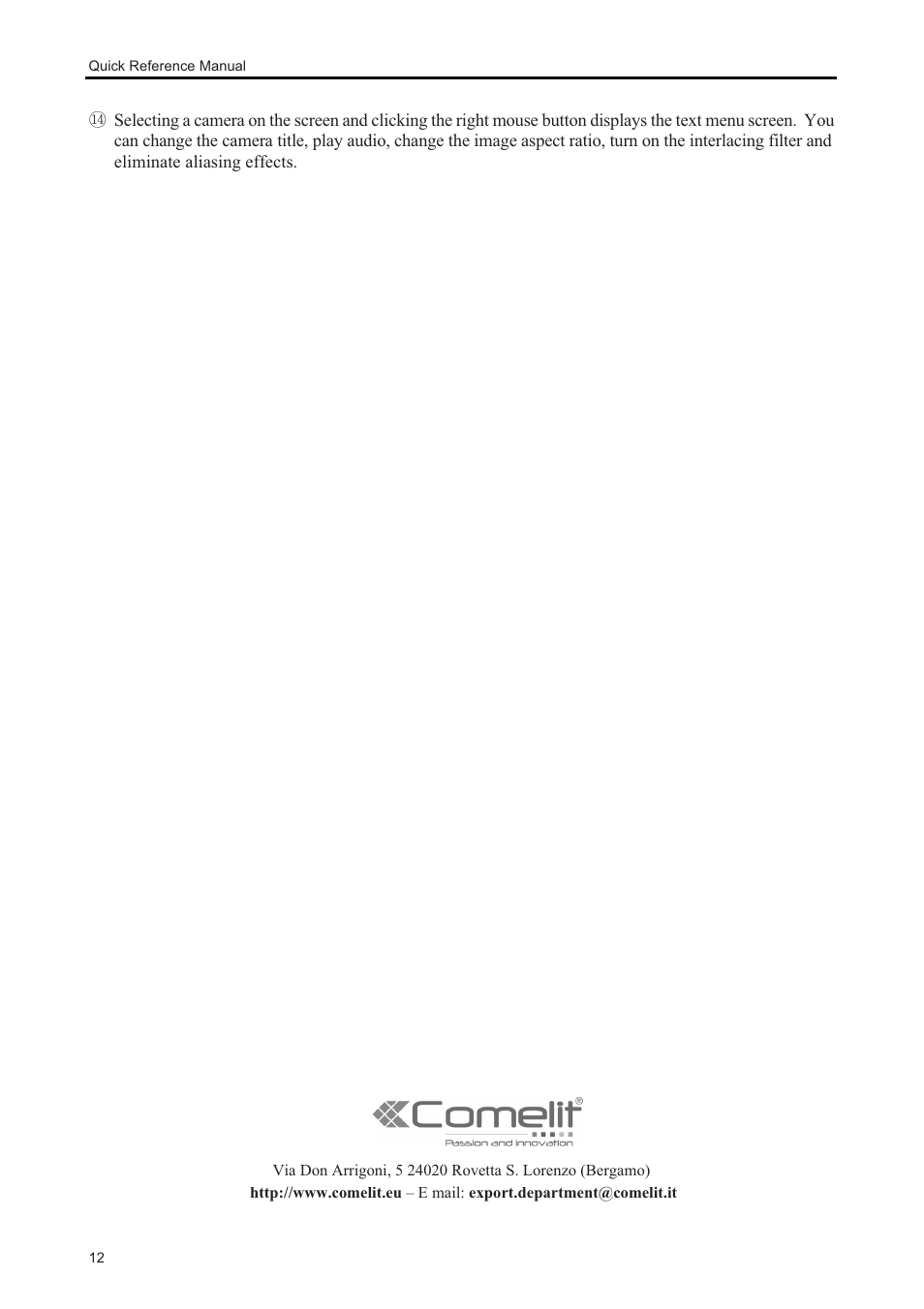 Comelit MT MDVR808B User Manual | Page 14 / 14