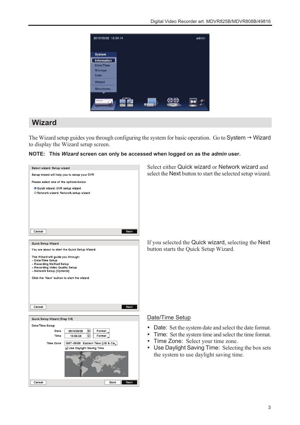 Wizard | Comelit MT MDVR808B User Manual | Page 5 / 14