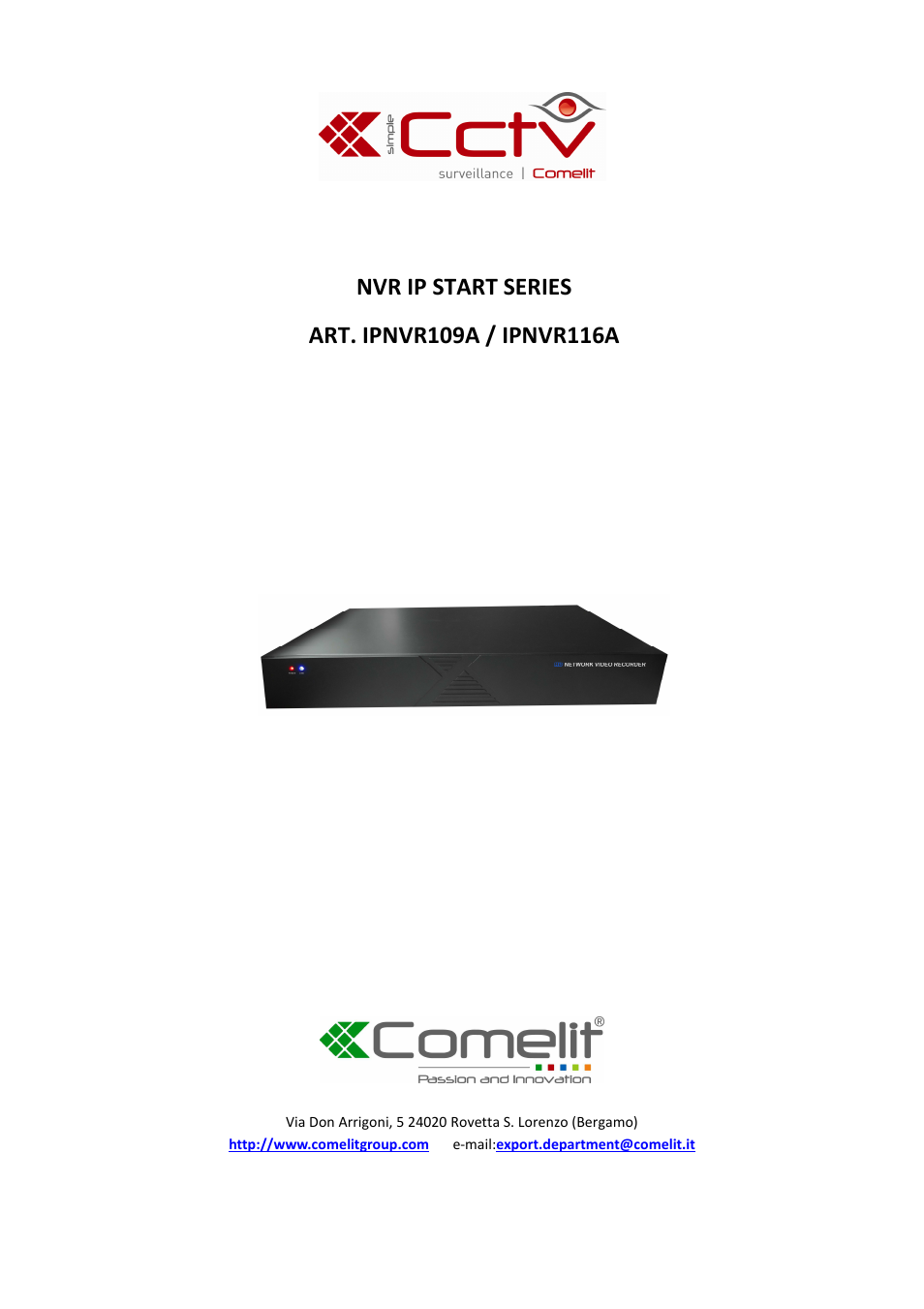 Comelit MT IPNVR116A User Manual | 44 pages