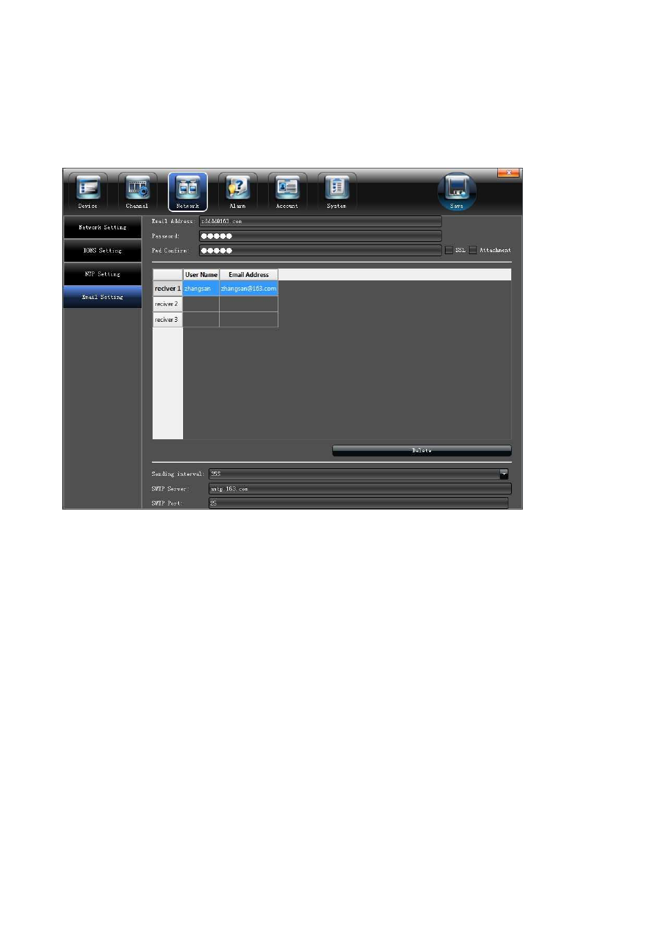 4 email setting, 4 alarm&exception | Comelit MT IPNVR116A User Manual | Page 27 / 44