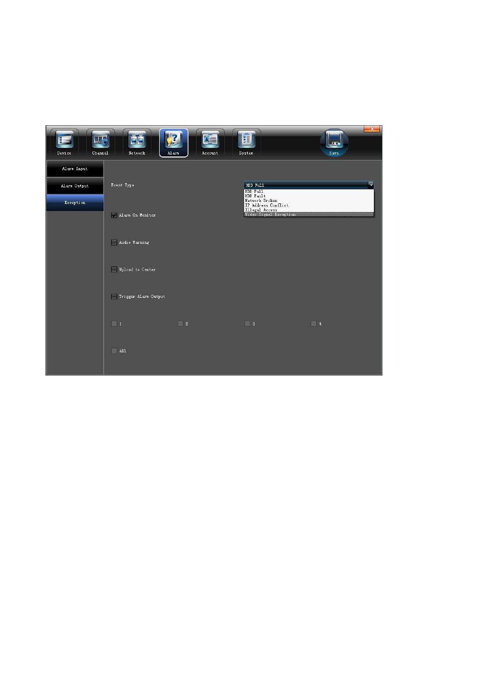 3 exception, 5 account setting | Comelit MT IPNVR116A User Manual | Page 30 / 44
