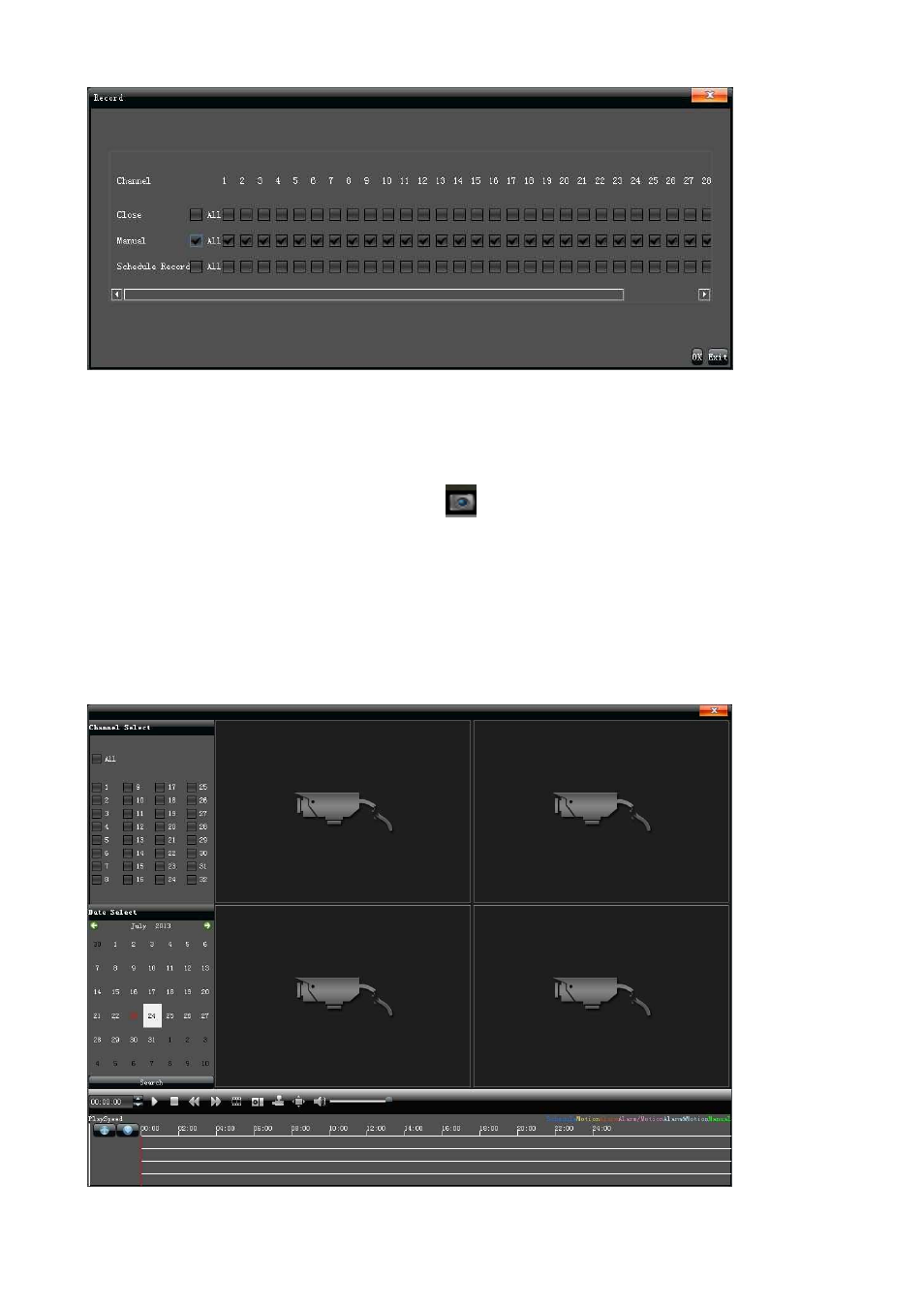Manual snapshot, Video playback | Comelit MT IPNVR116A User Manual | Page 38 / 44
