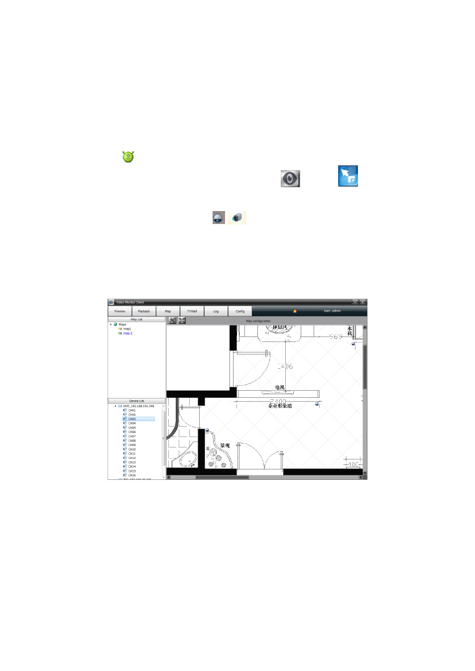 1 right-click on map name, 2 right-click on / icon | Comelit MT COMELIT VSC IP START SERIES User Manual | Page 19 / 170