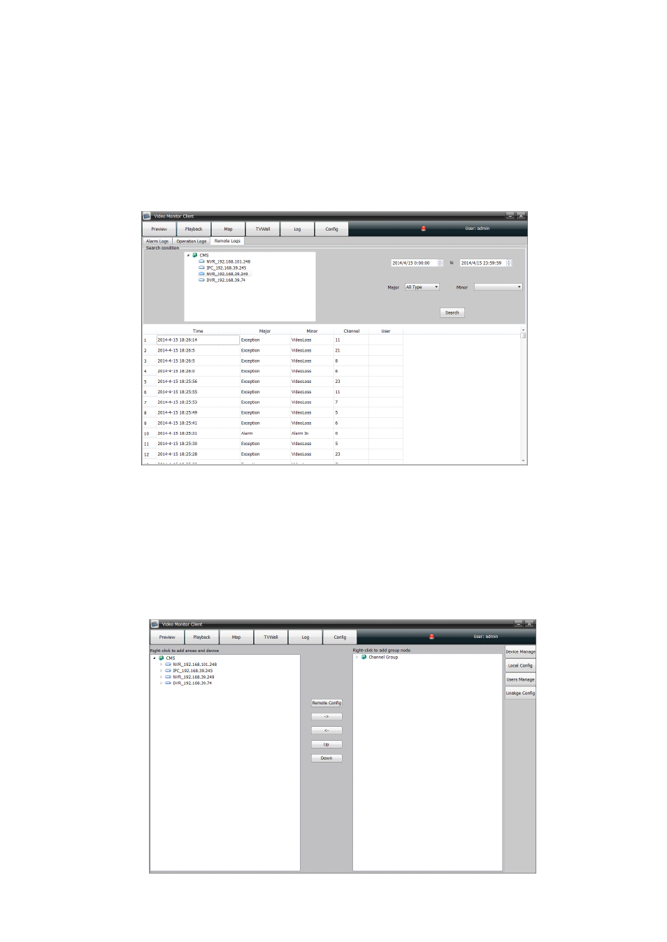 3 remote logs (registri remoti), 5 configuration (configurazione), 1 device management (gestione dispositivi) | Comelit MT COMELIT VSC IP START SERIES User Manual | Page 58 / 170