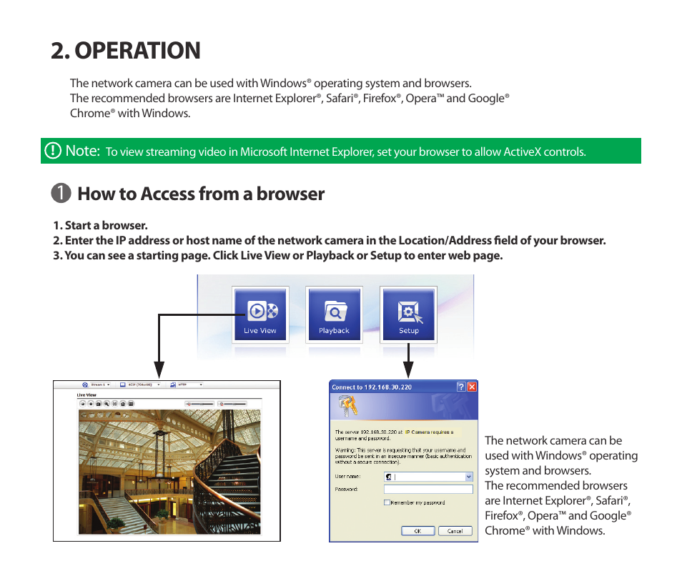 Operation, How to access from a browser | Comelit IPCAM791A User Manual | Page 10 / 12