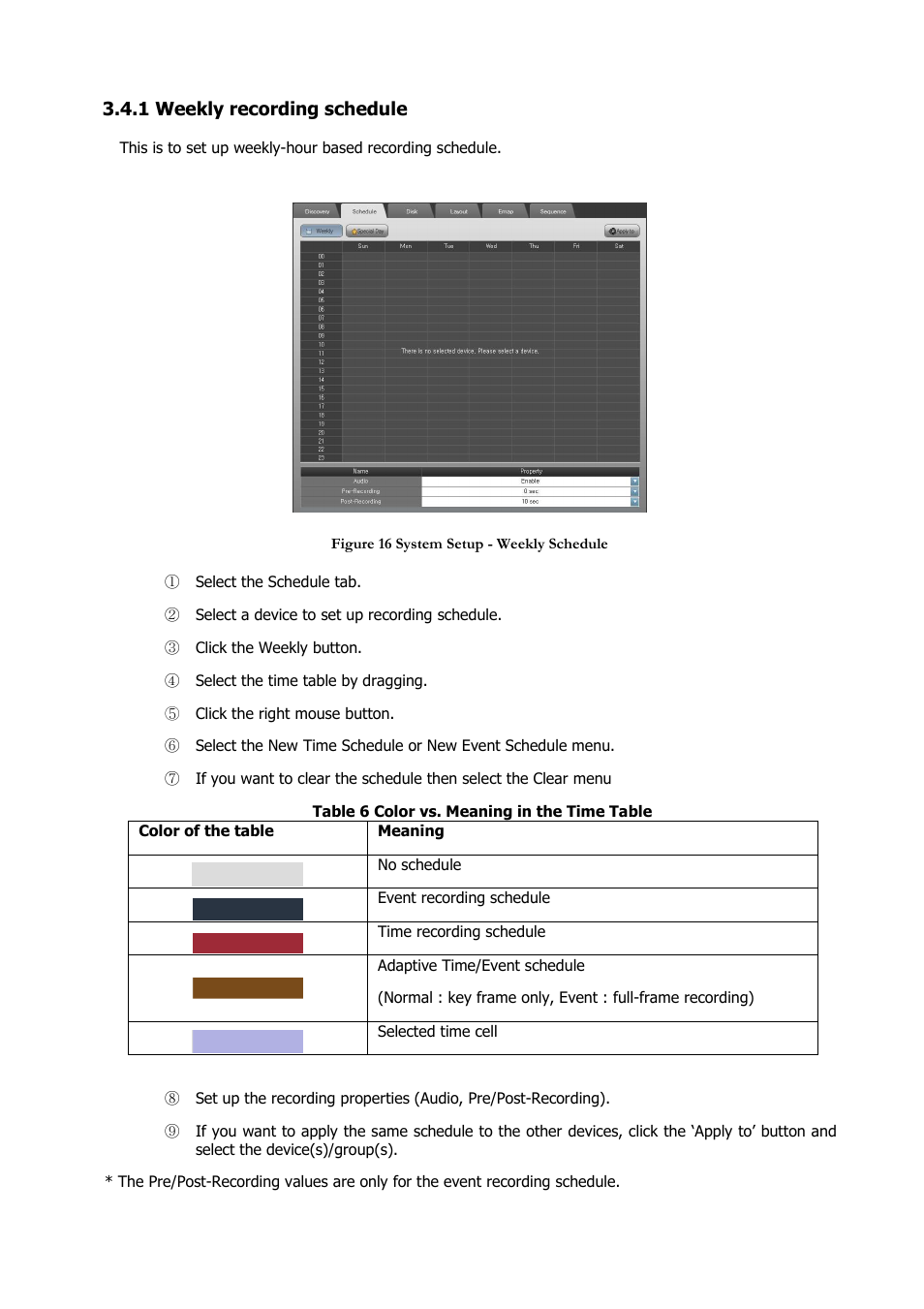 1 weekly recording schedule | Comelit RAS_SOLUTION User Manual | Page 23 / 106