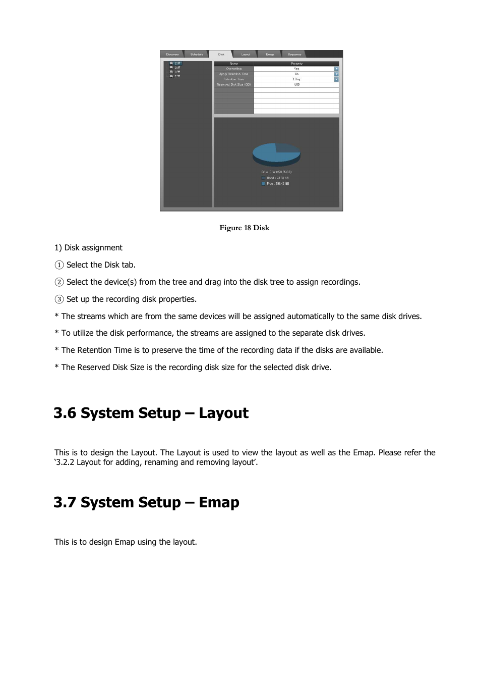 6 system setup – layout, 7 system setup – emap | Comelit RAS_SOLUTION User Manual | Page 25 / 106
