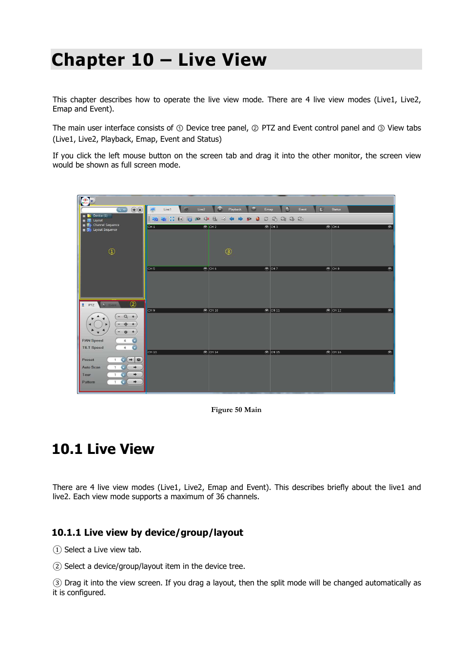 Chapter 10 – live view, 1 live view | Comelit RAS_SOLUTION User Manual | Page 55 / 106