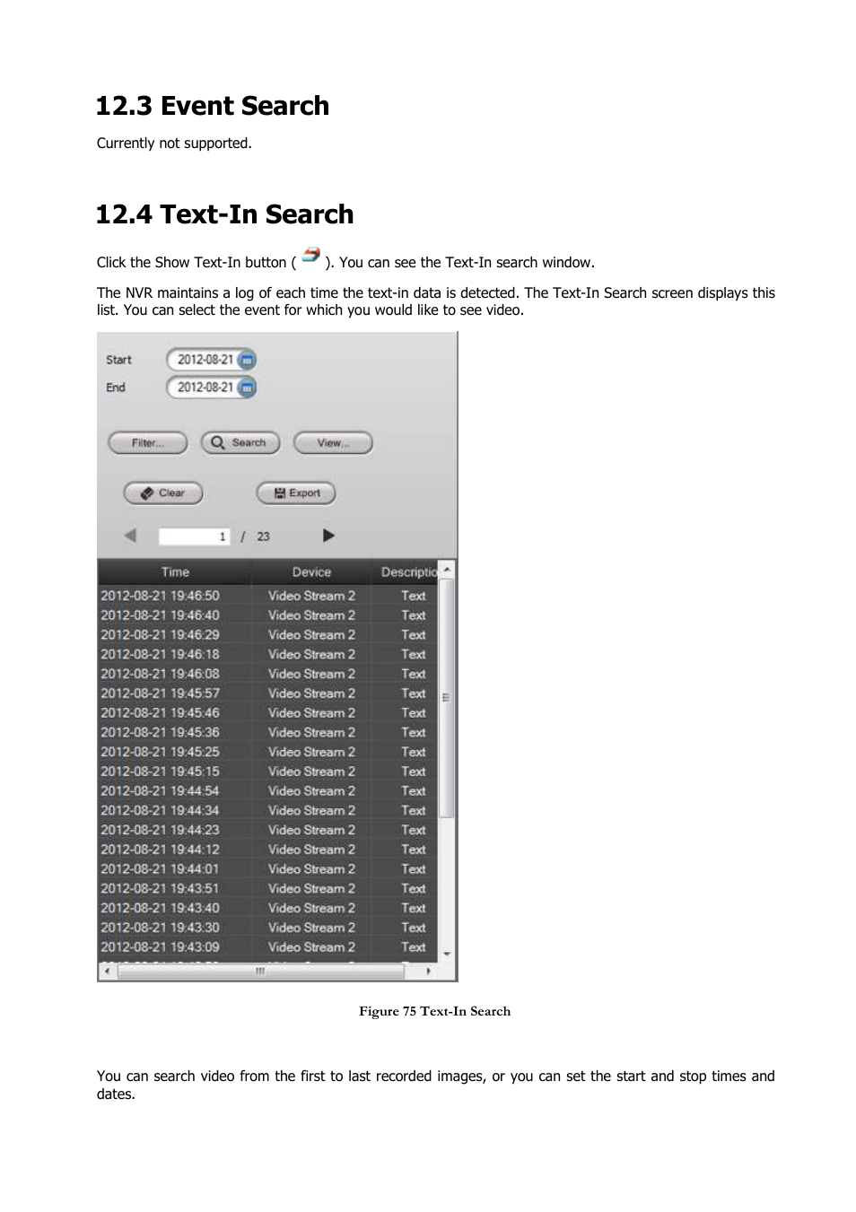 3 event search, 4 text-in search | Comelit RAS_SOLUTION User Manual | Page 78 / 106