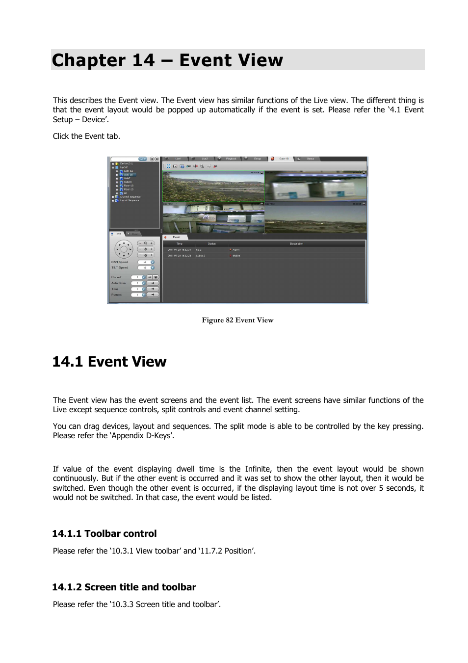 Chapter 14 – event view, 1 event view | Comelit RAS_SOLUTION User Manual | Page 87 / 106