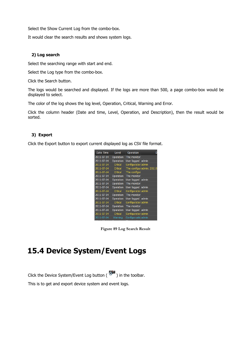 4 device system/event logs | Comelit RAS_SOLUTION User Manual | Page 93 / 106