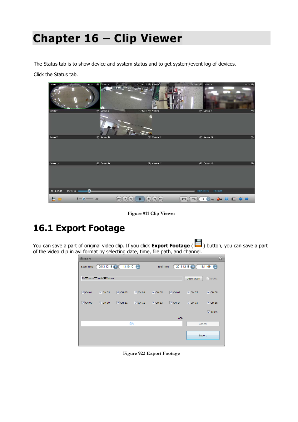 Chapter 16 – clip viewer, 1 export footage | Comelit RAS_SOLUTION User Manual | Page 95 / 106